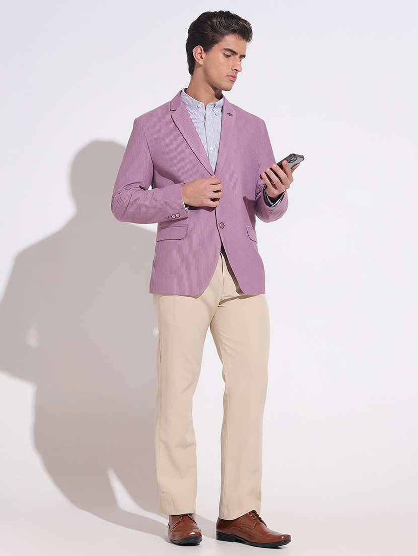 men solid lapel collar single breasted blazer - 22396304 -  Standard Image - 5