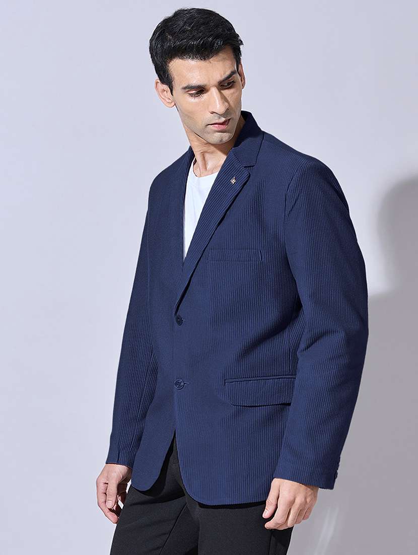 men solid lapel collar single breasted blazer - 22396305 -  Standard Image - 3
