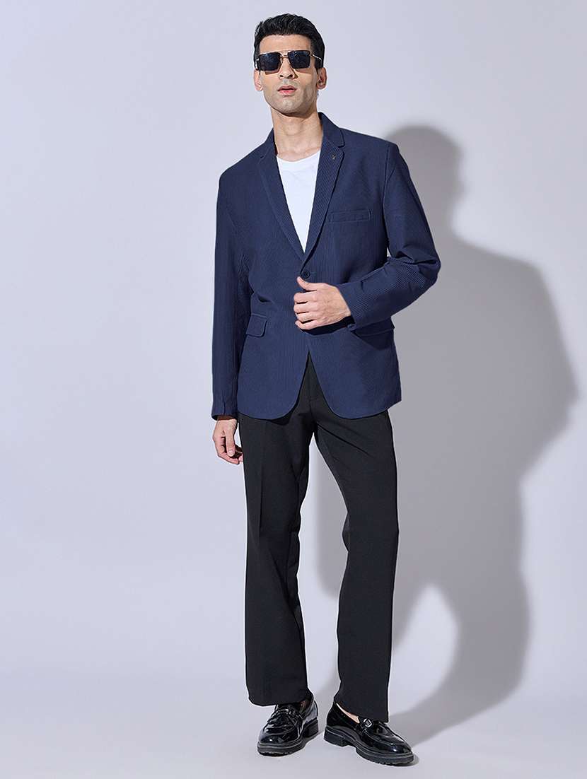 men solid lapel collar single breasted blazer - 22396305 -  Standard Image - 5