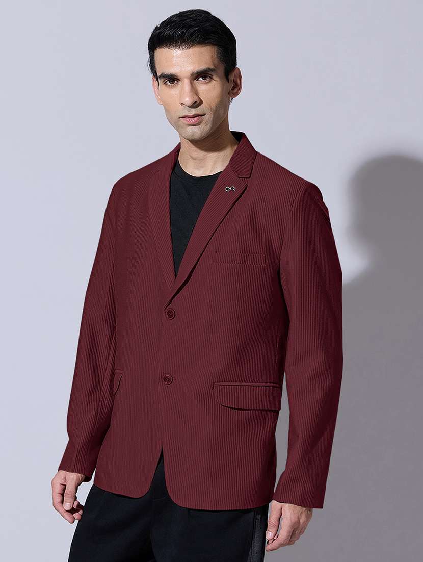 men solid lapel collar single breasted blazer - 22396306 -  Standard Image - 3