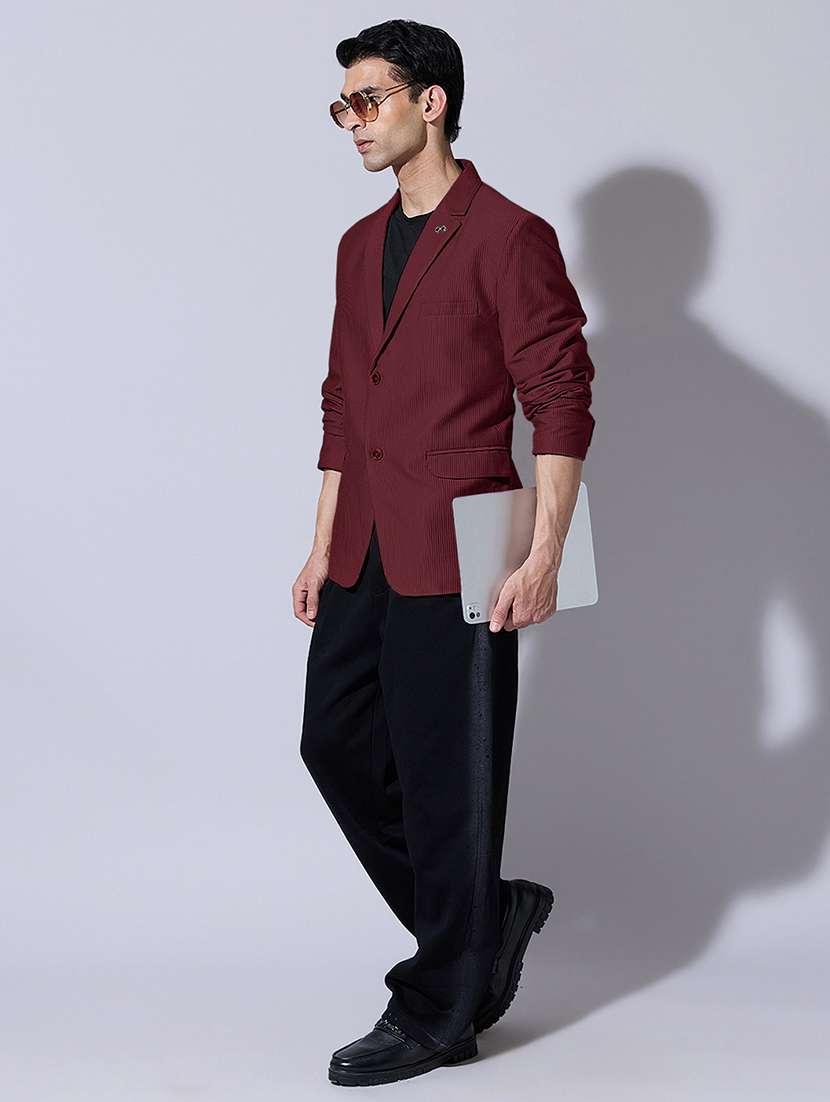 men solid lapel collar single breasted blazer - 22396306 -  Standard Image - 5