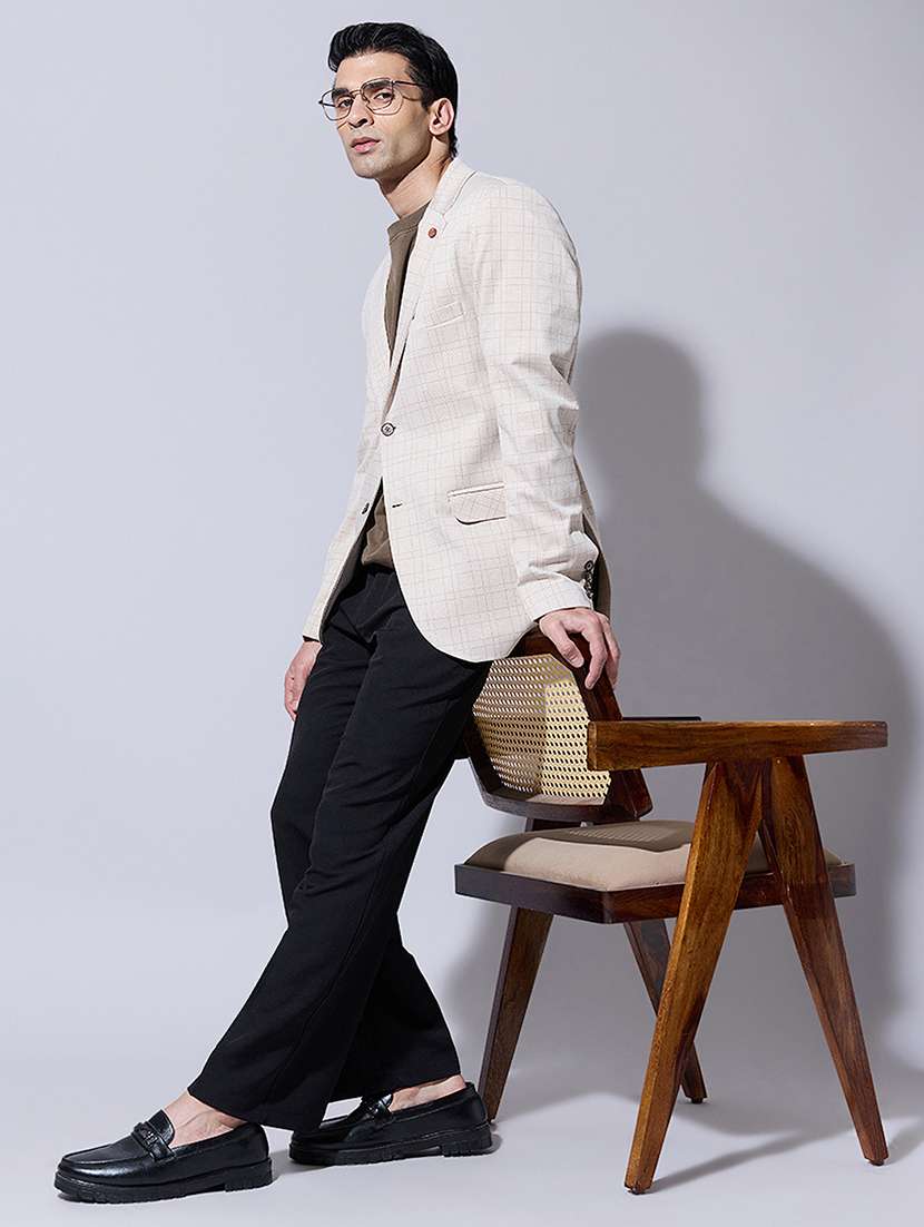 men checkered lapel collar single breasted blazer - 22396312 -  Standard Image - 5