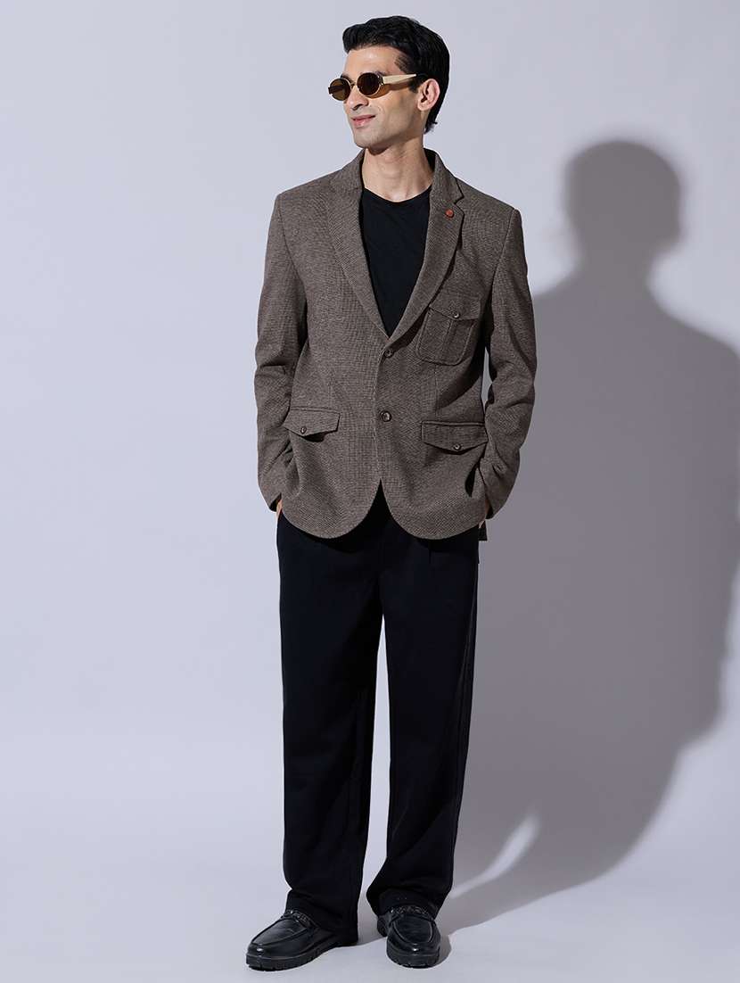 men solid lapel collar single breasted blazer - 22396314 -  Standard Image - 5