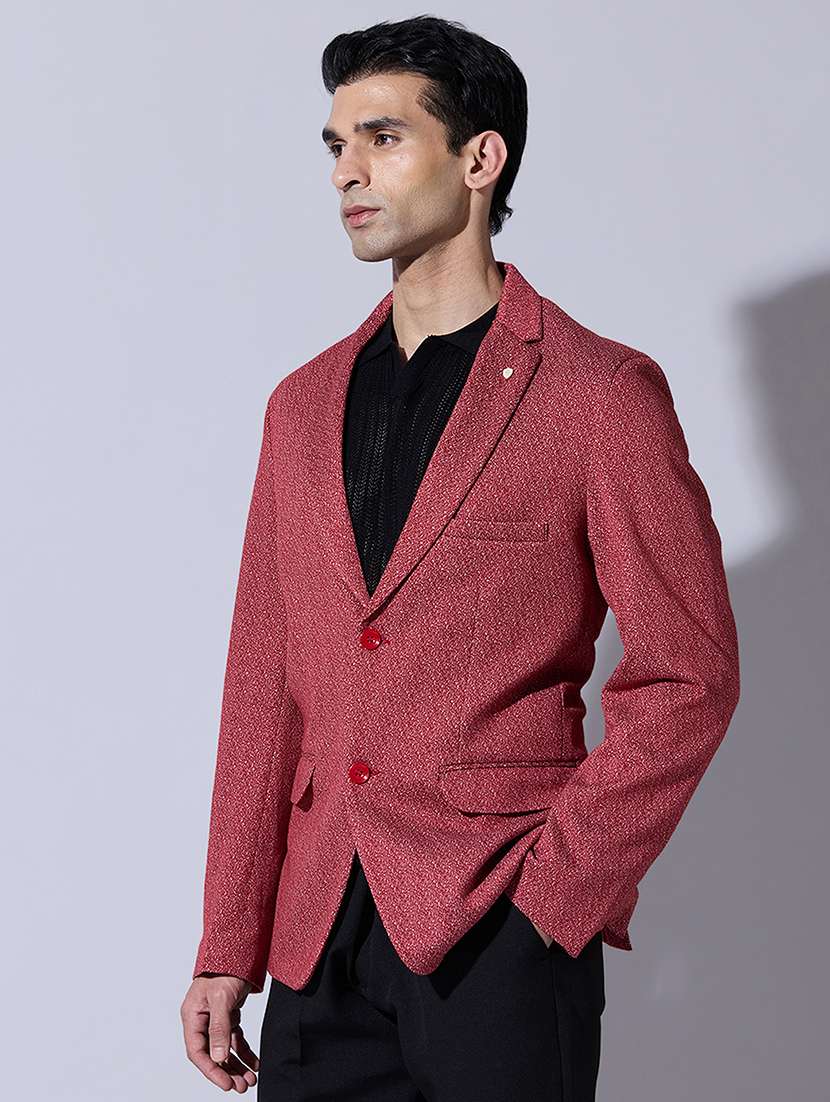 men textured lapel collar single breasted blazer - 22396315 -  Standard Image - 3