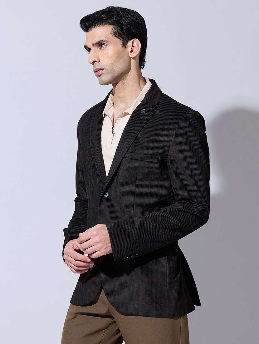 men checkered lapel collar single breasted blazer - 22396316 -  Standard Image - 3