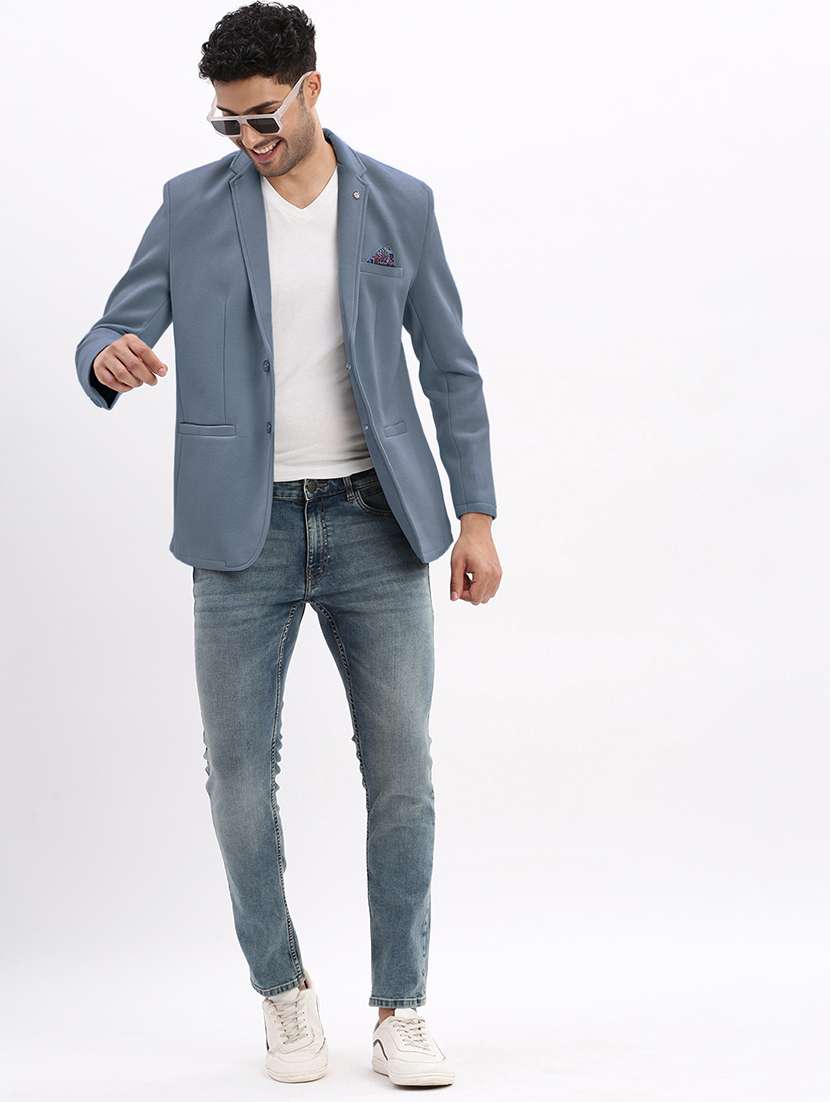 men solid lapel collar single breasted blazer - 22396320 -  Standard Image - 5