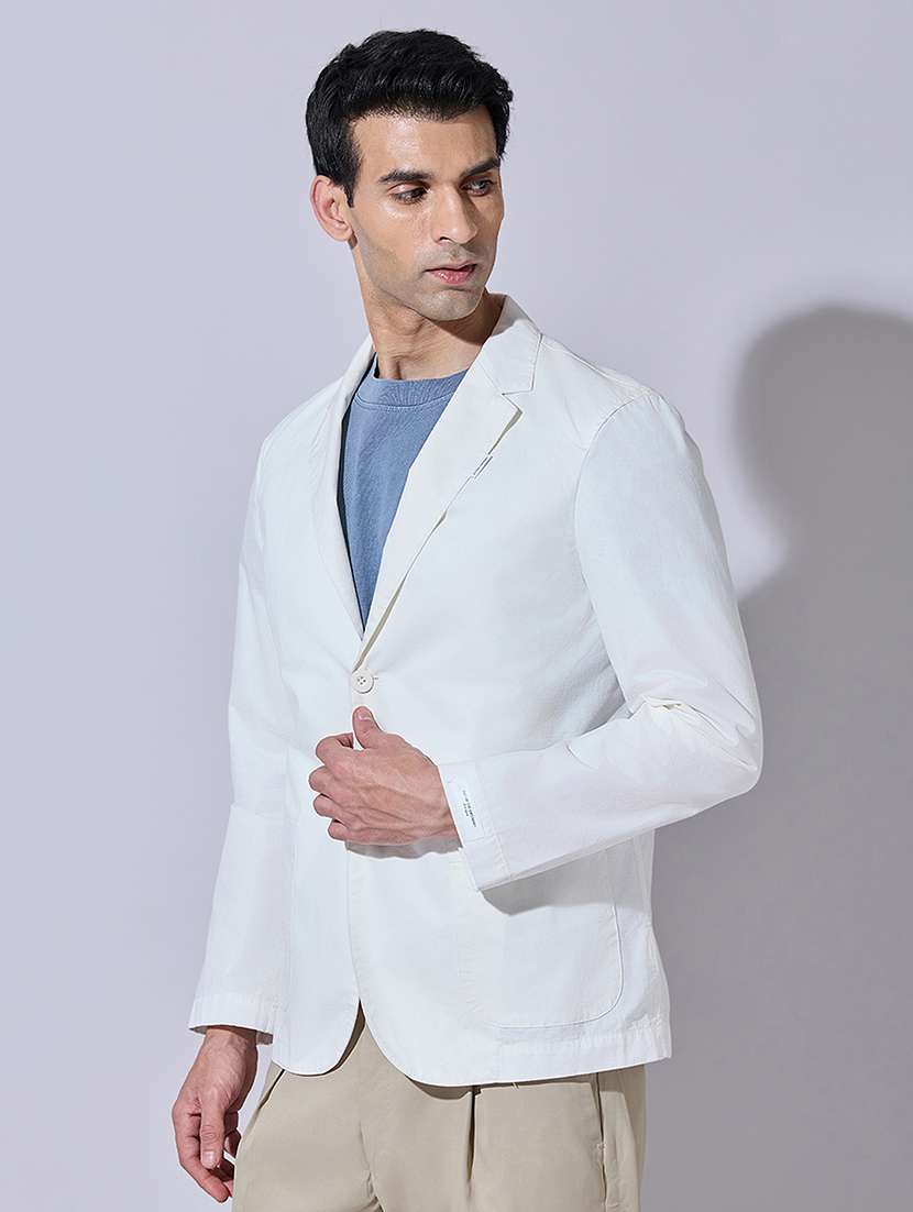 men solid lapel collar single breasted blazer - 22396324 -  Standard Image - 3