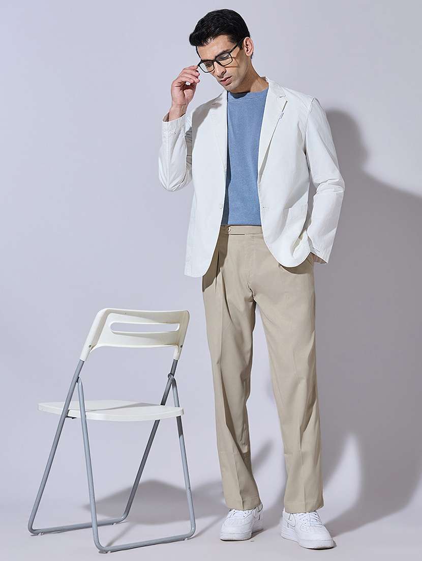 men solid lapel collar single breasted blazer - 22396324 -  Standard Image - 5