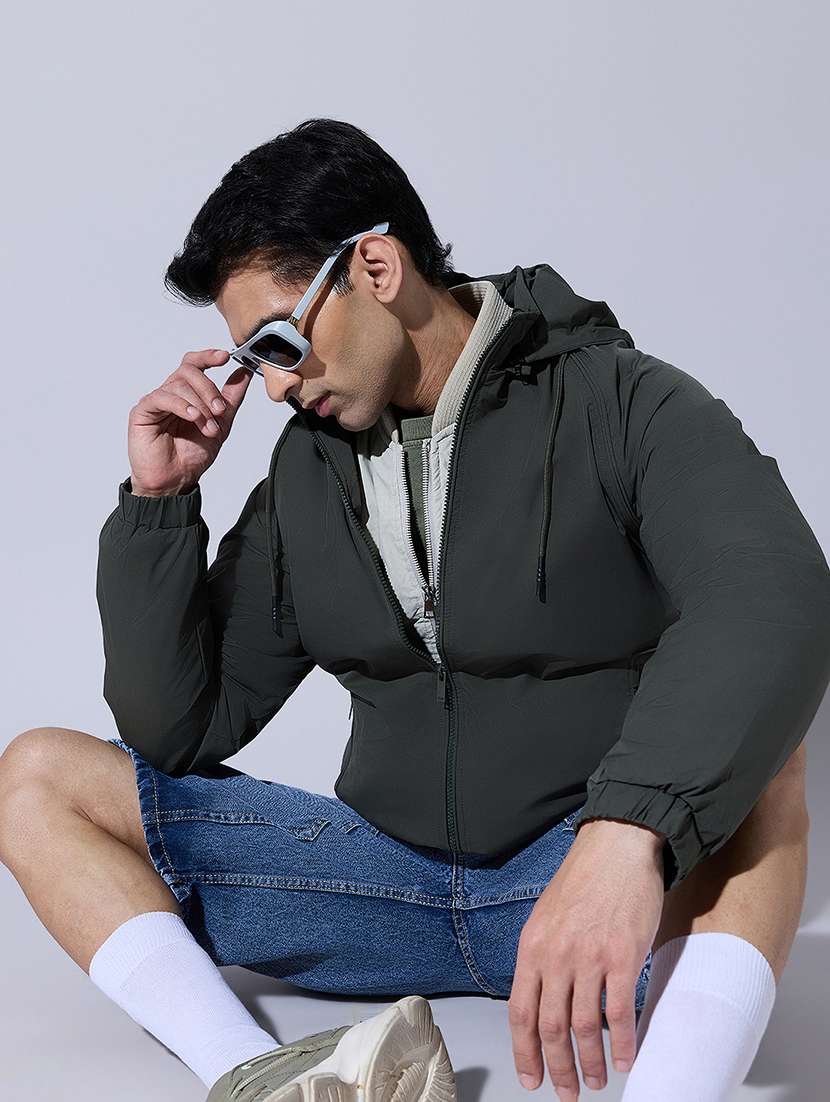 men solid long sleeve bomber jacket