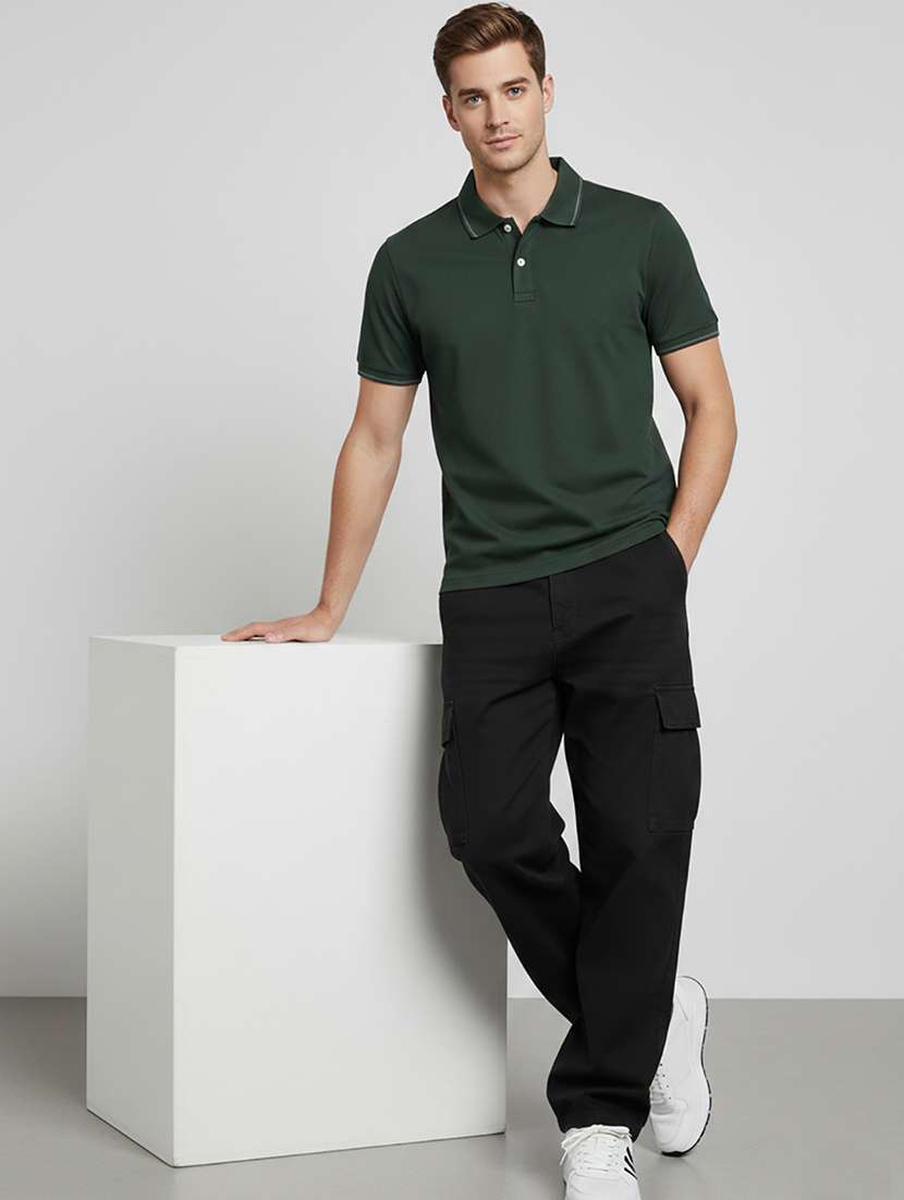 men solid short sleeve regular fit polo t-shirt