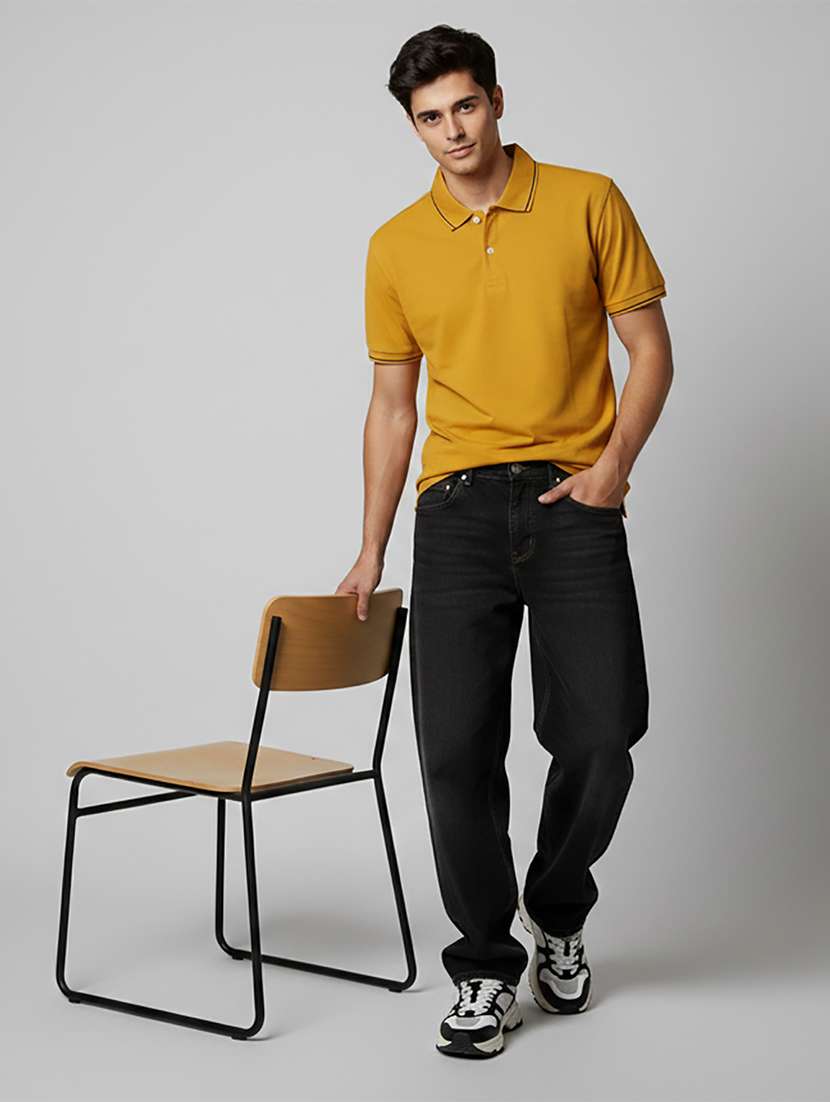 men solid short sleeve regular fit polo t-shirt