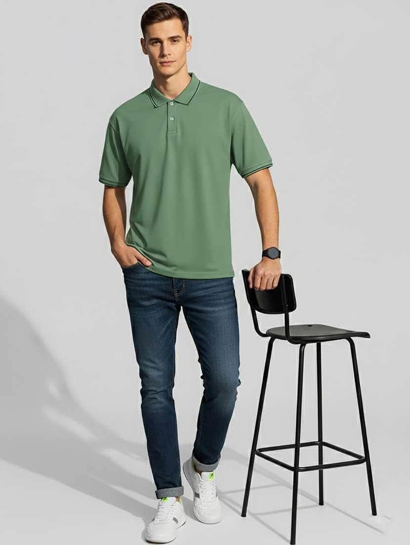 men solid short sleeve regular fit polo t-shirt