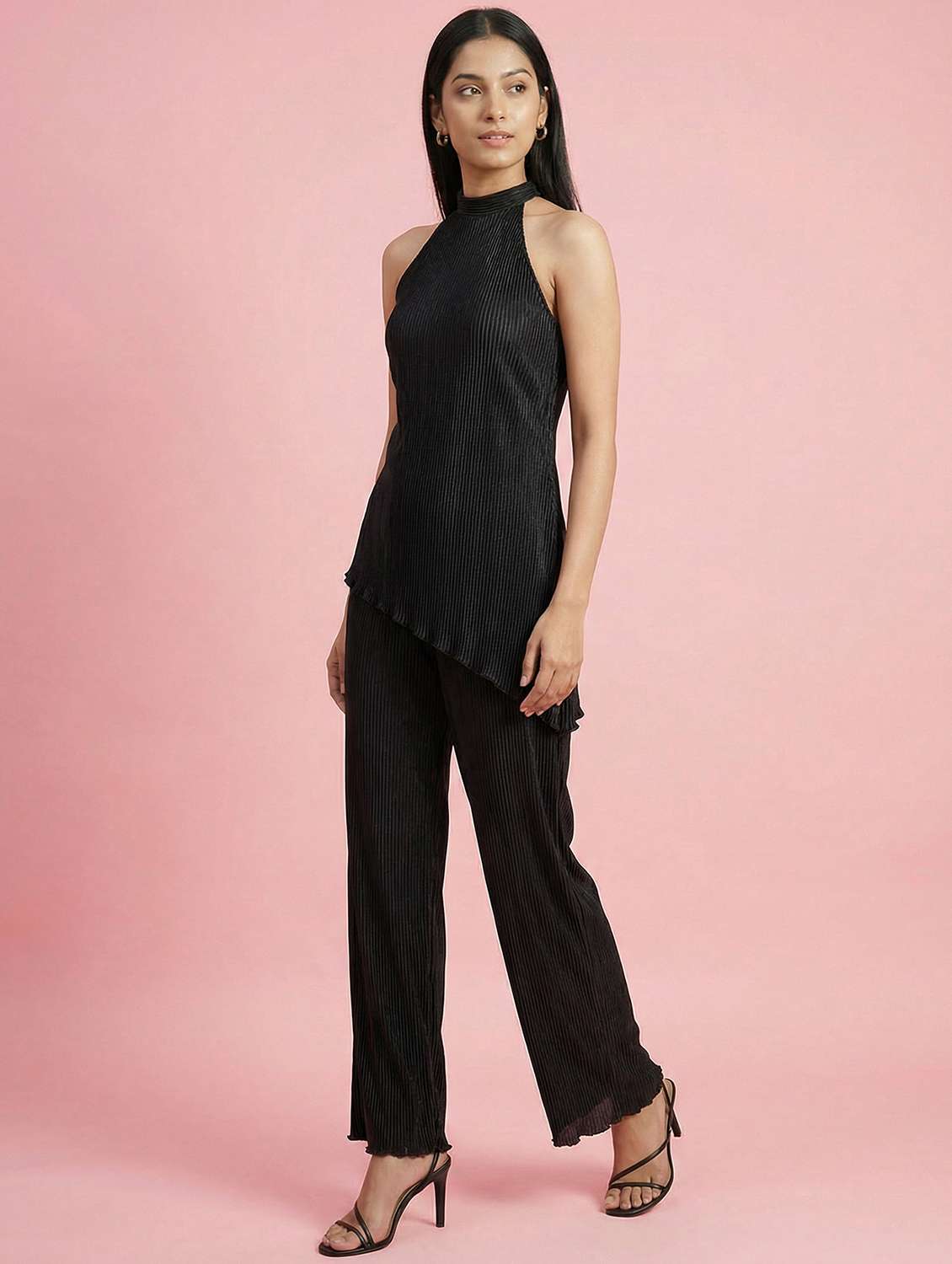 women solid top and trouser co-ord set - 22396788 -  Standard Image - 3
