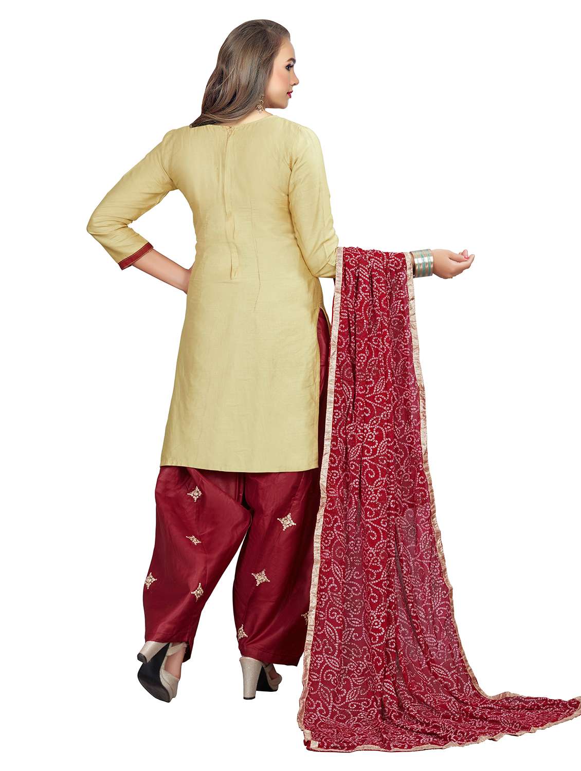 women solid with work unstitched suit set - 22396820 -  Standard Image - 3