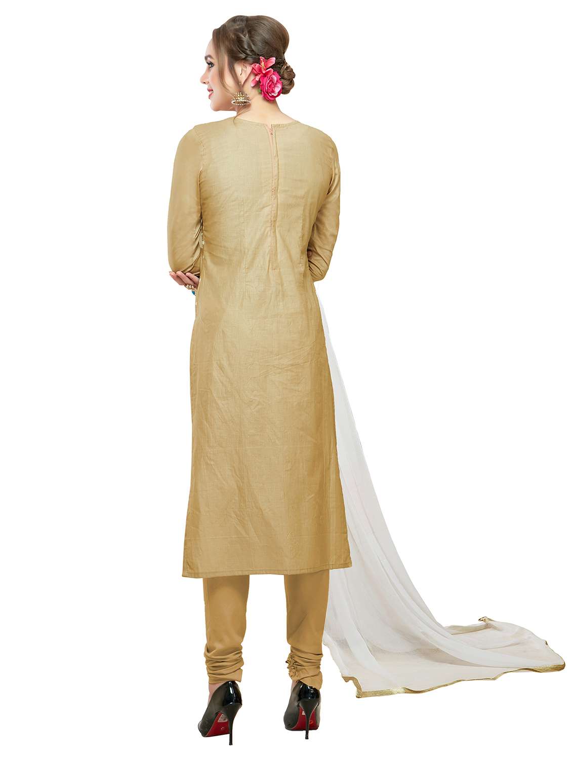 women solid with work unstitched suit set - 22396822 -  Standard Image - 3