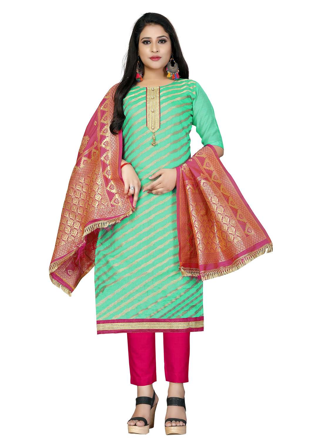 women self design unstitched suit set