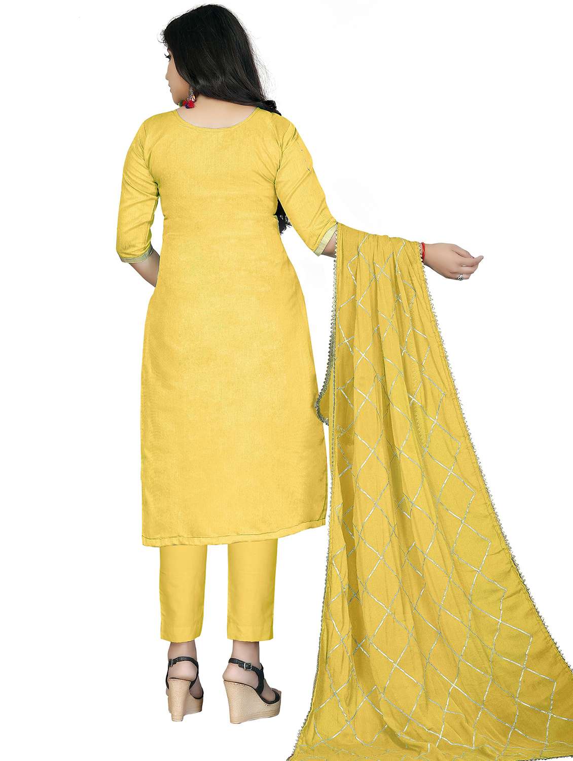women solid with work unstitched suit set - 22396899 -  Standard Image - 3