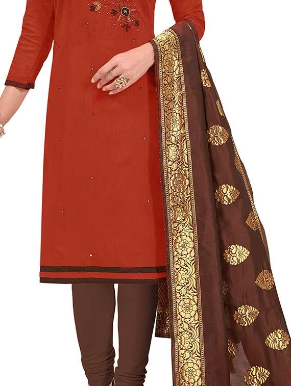 women solid with work unstitched suit set - 22396913 -  Standard Image - 3