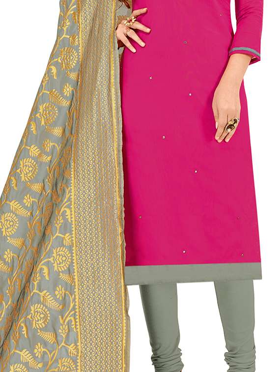 women solid with work unstitched suit set - 22396914 -  Standard Image - 3