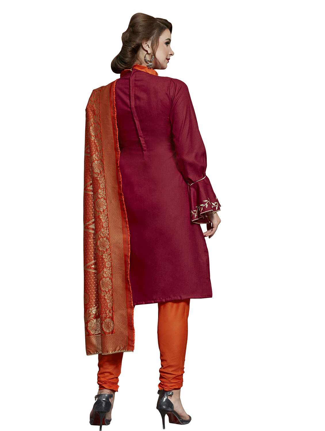 women solid with work unstitched suit set - 22396919 -  Standard Image - 3