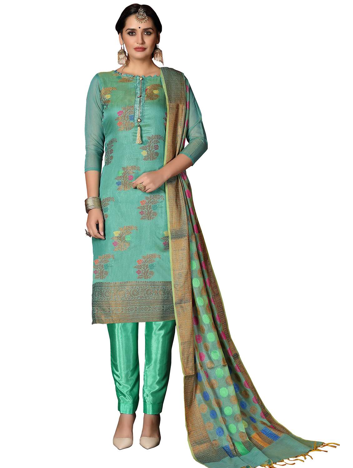 women self design unstitched suit set