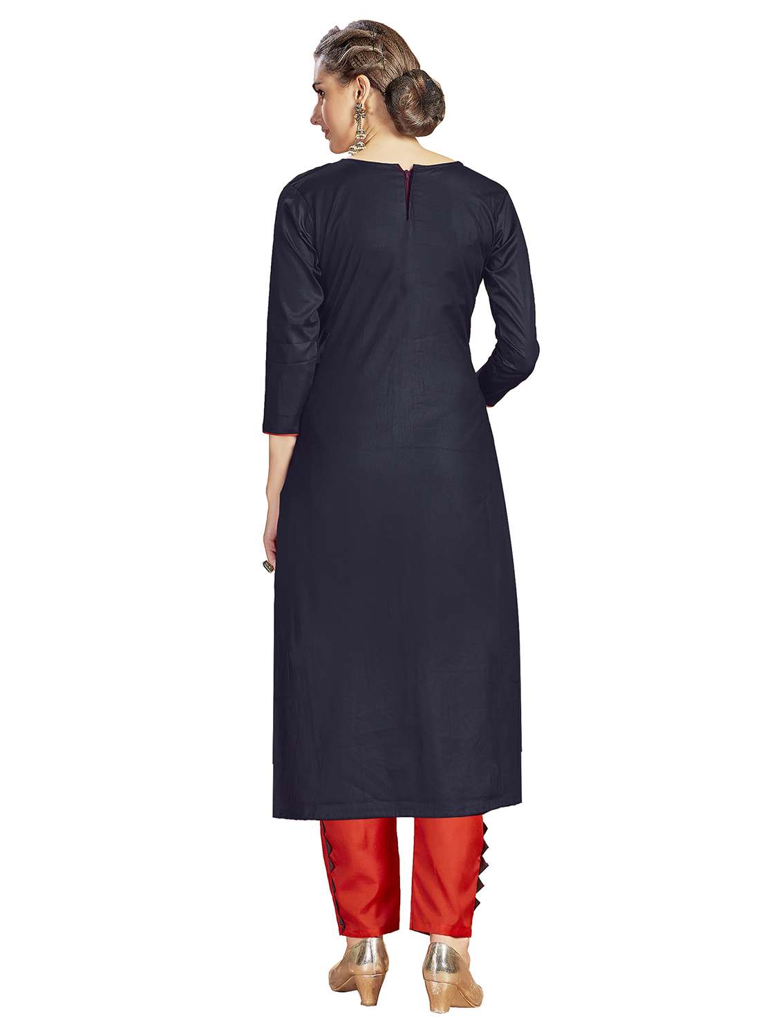 women solid with work unstitched suit set - 22396943 -  Standard Image - 3