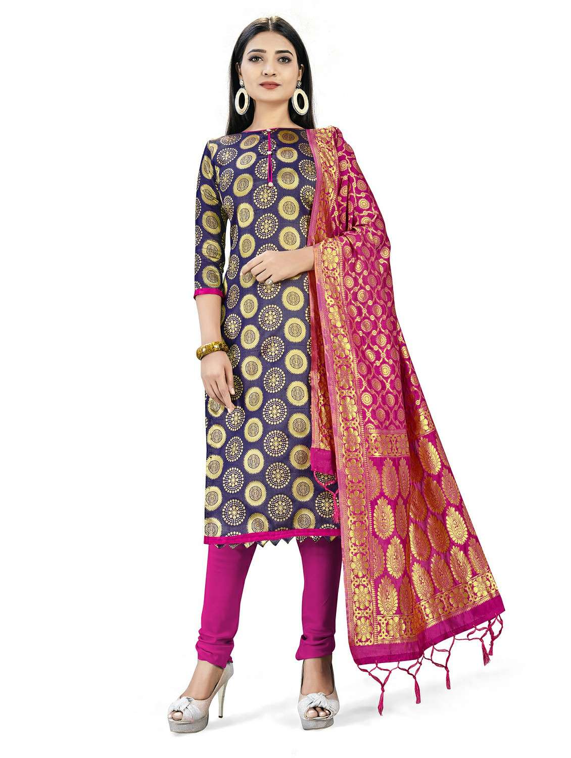 women self design unstitched suit set
