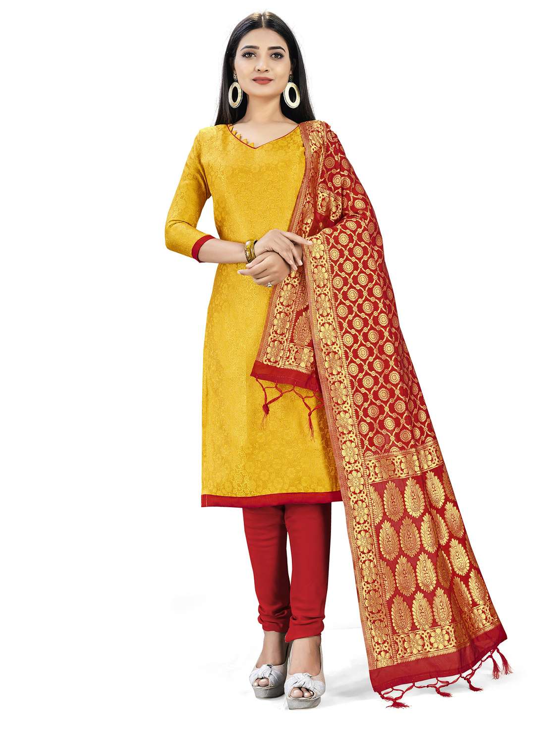 women self design unstitched suit set
