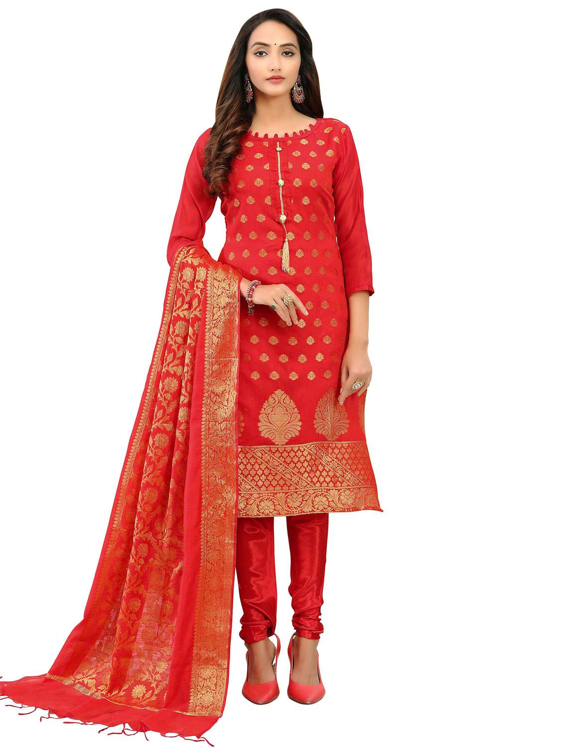 women self design unstitched suit set