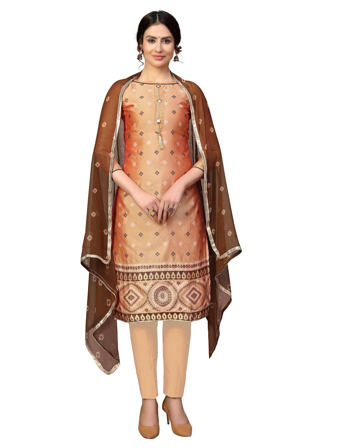 women self design unstitched suit set