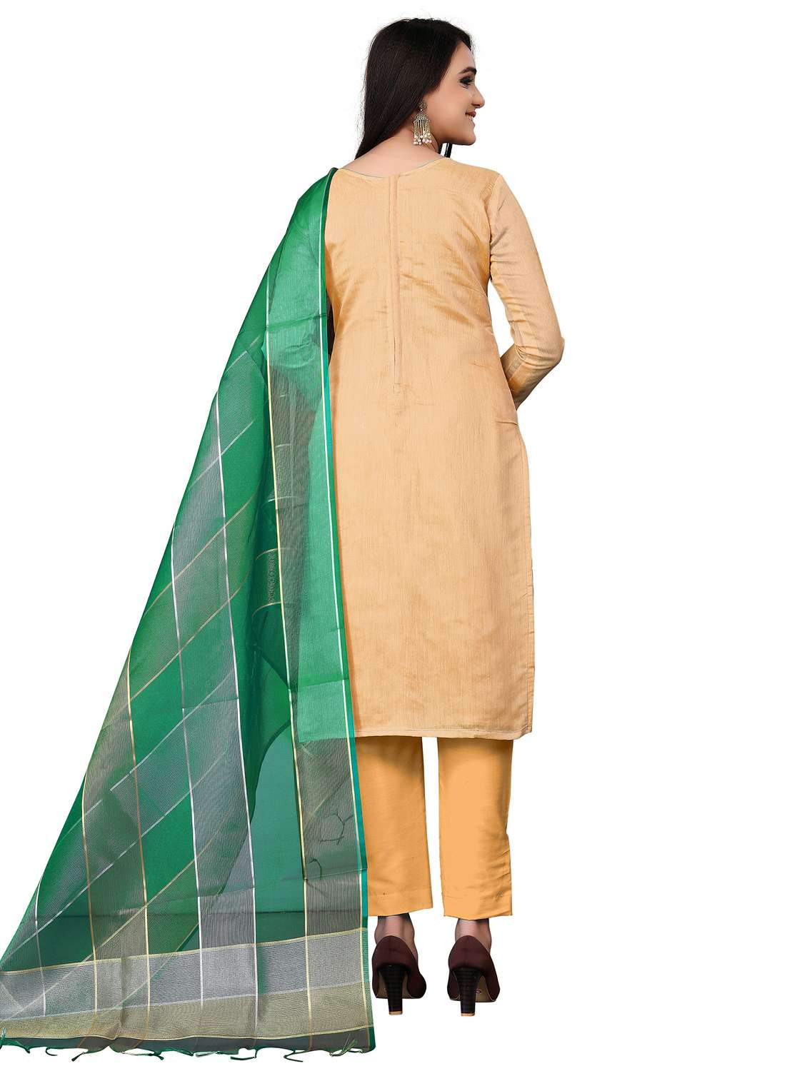 women solid with work unstitched suit set - 22397062 -  Standard Image - 3