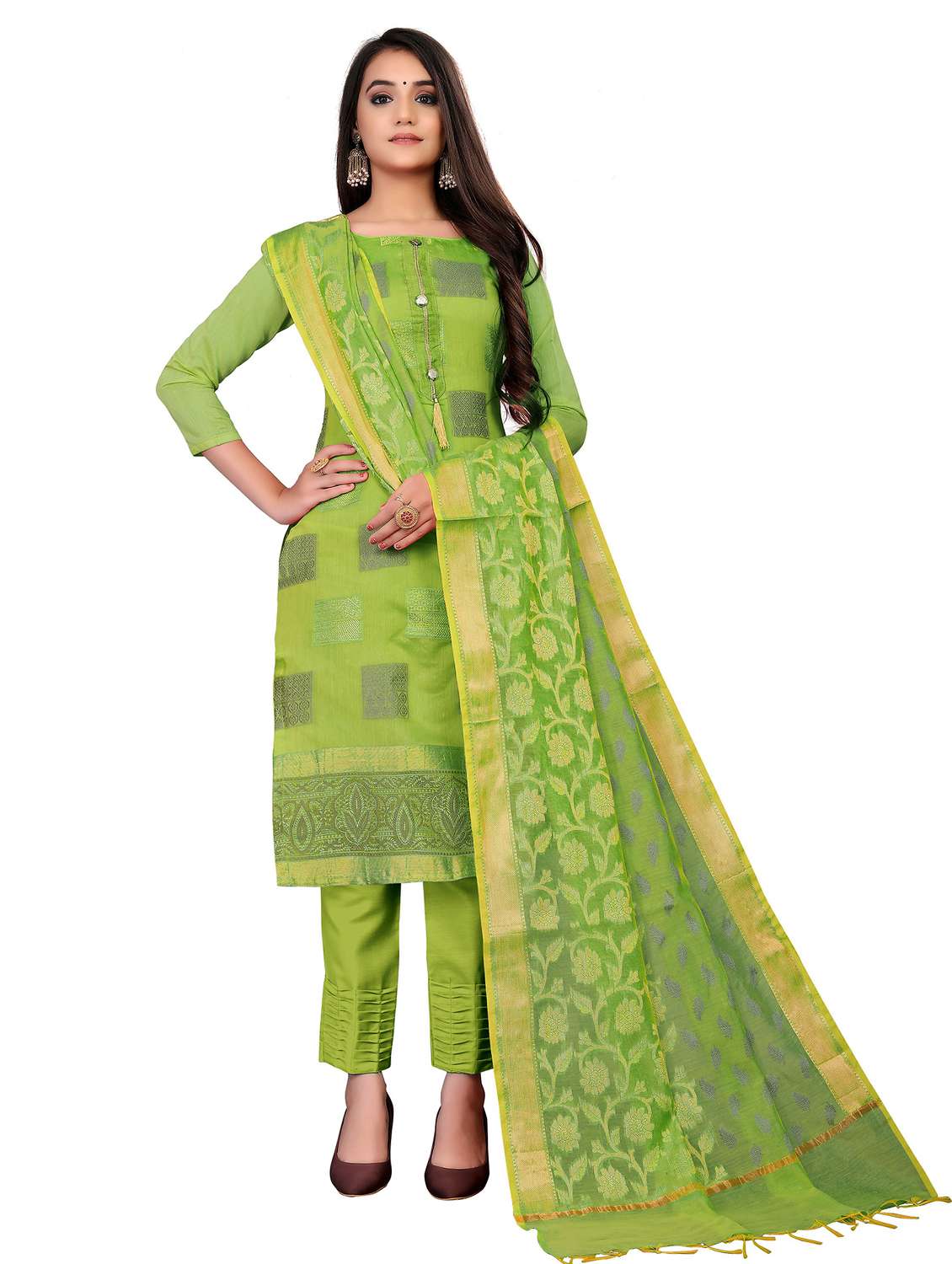 women self design unstitched suit set