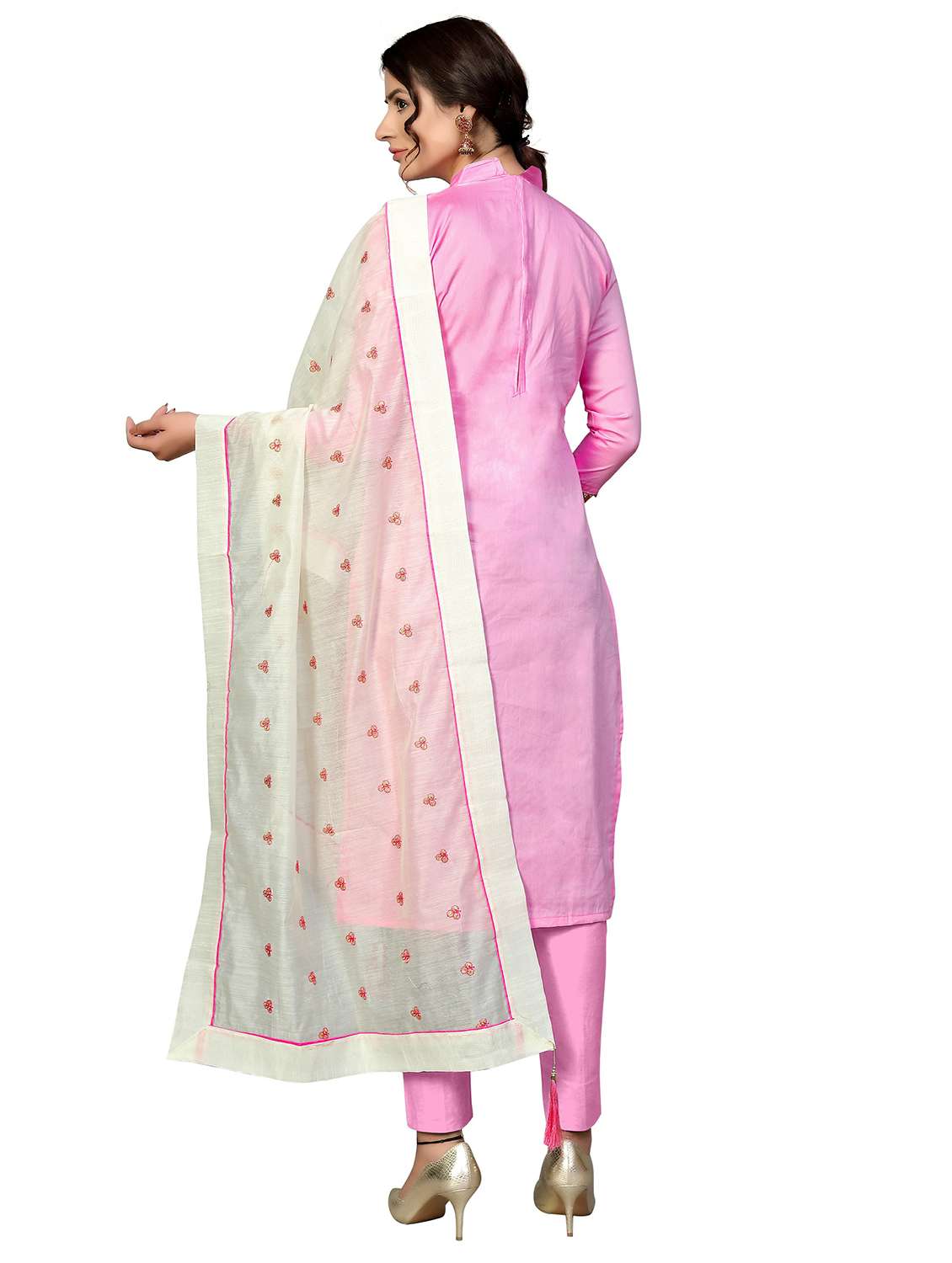 women solid with work unstitched suit set - 22397068 -  Standard Image - 3