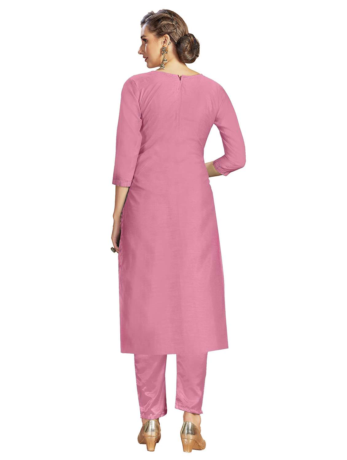women solid with work unstitched suit set - 22397097 -  Standard Image - 3