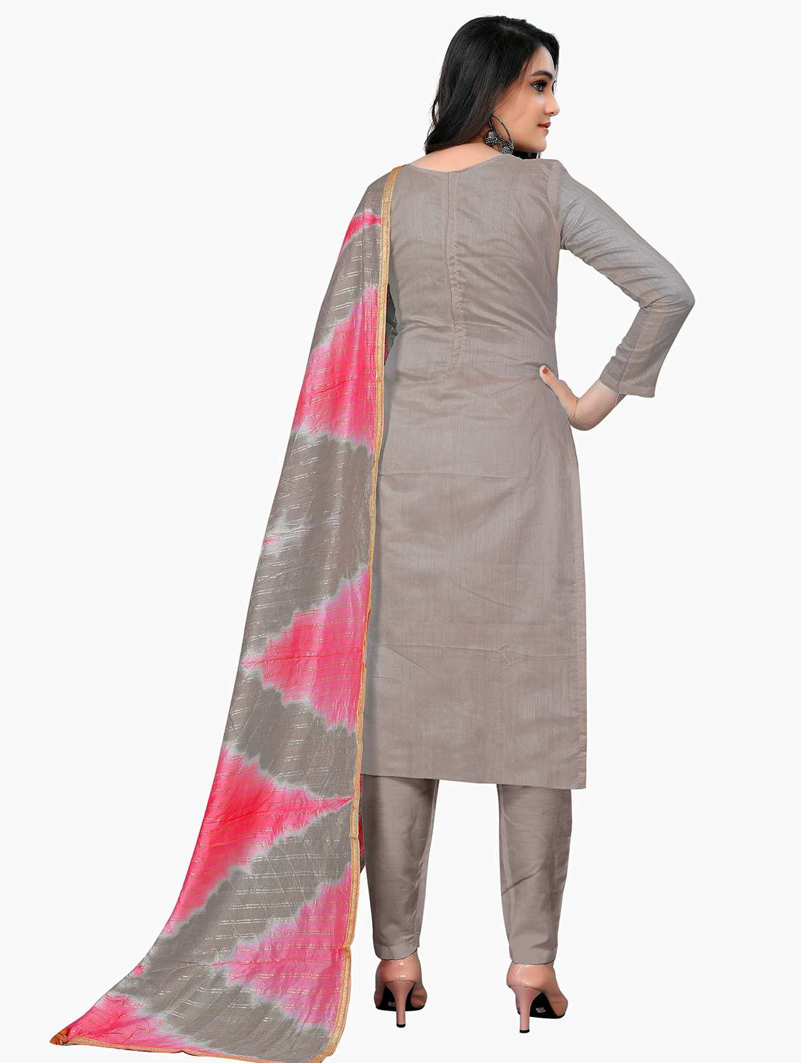 women solid with work unstitched suit set - 22397111 -  Standard Image - 3