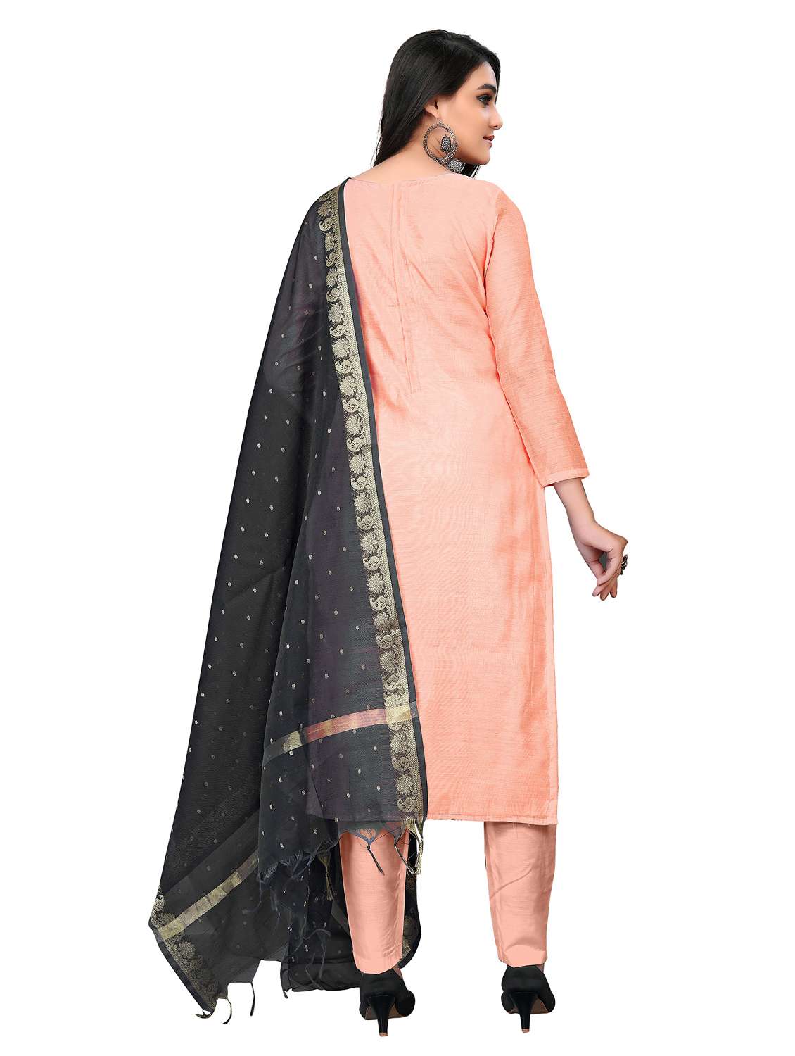 women solid with work unstitched suit set - 22397117 -  Standard Image - 3