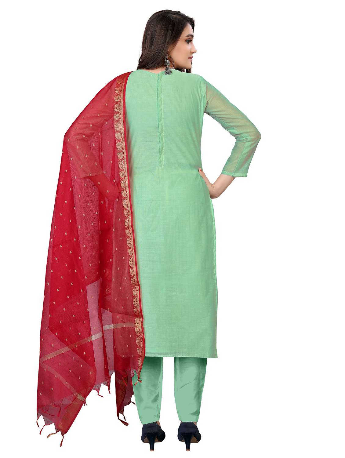 women solid with work unstitched suit set - 22397118 -  Standard Image - 3