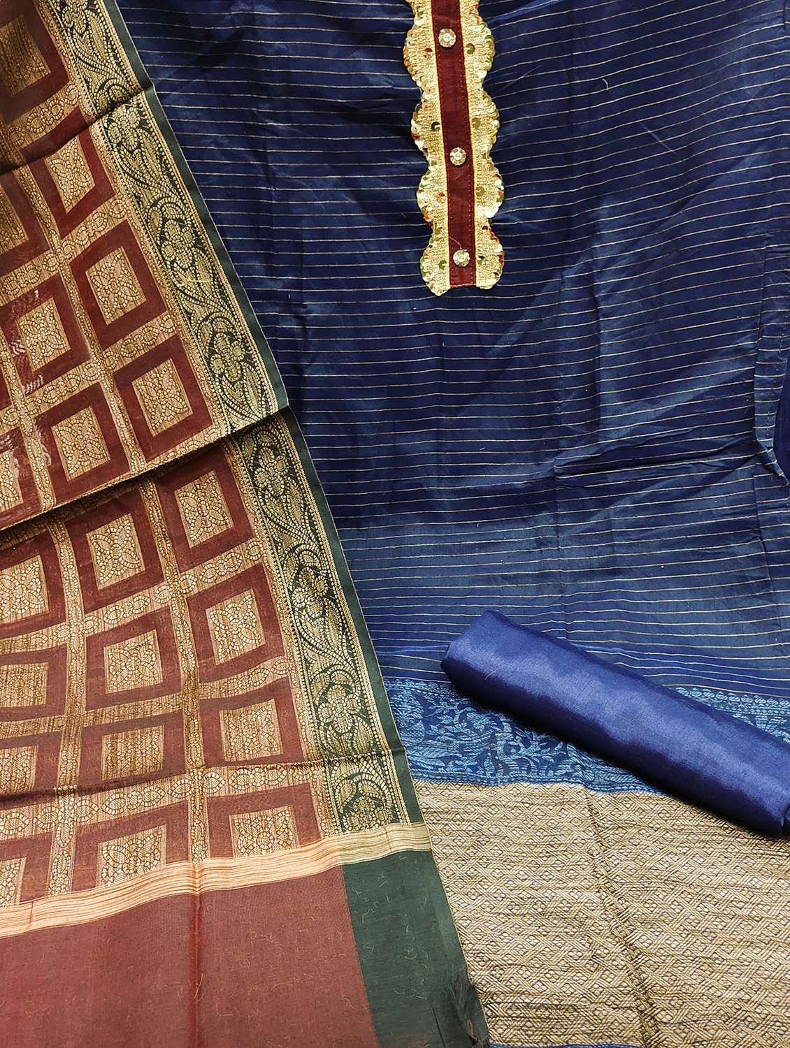 women striped unstitched suit set - 22397125 -  Standard Image - 3