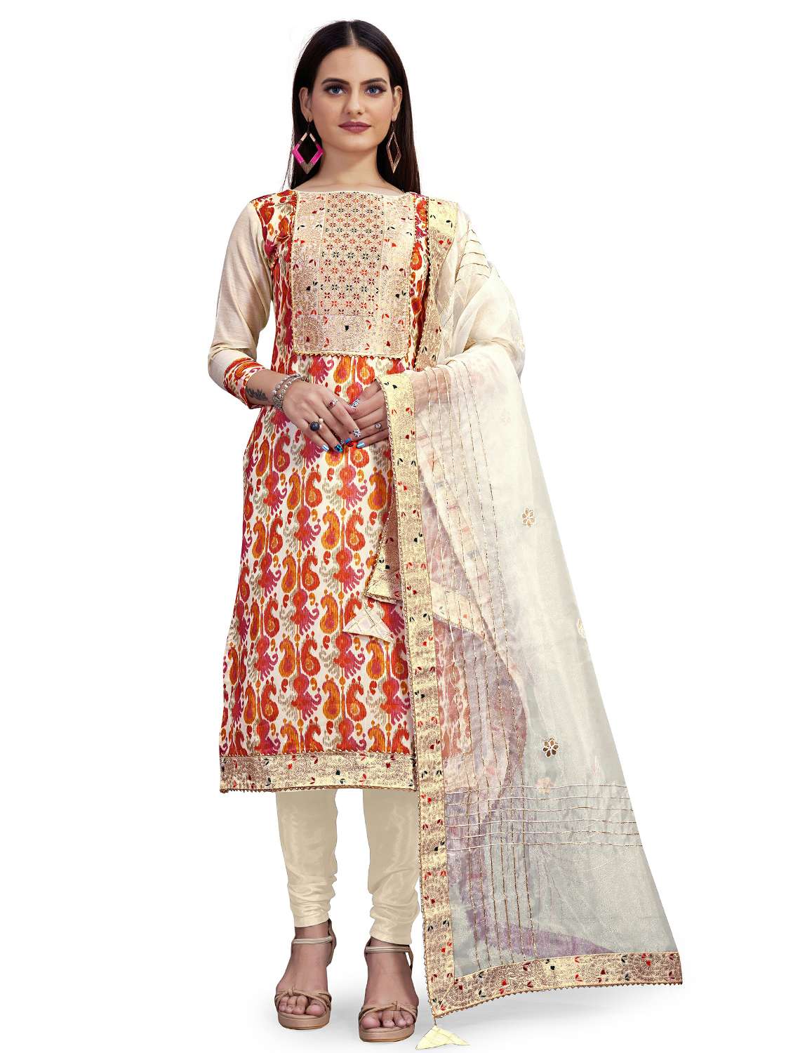 women printed unstitched suit set