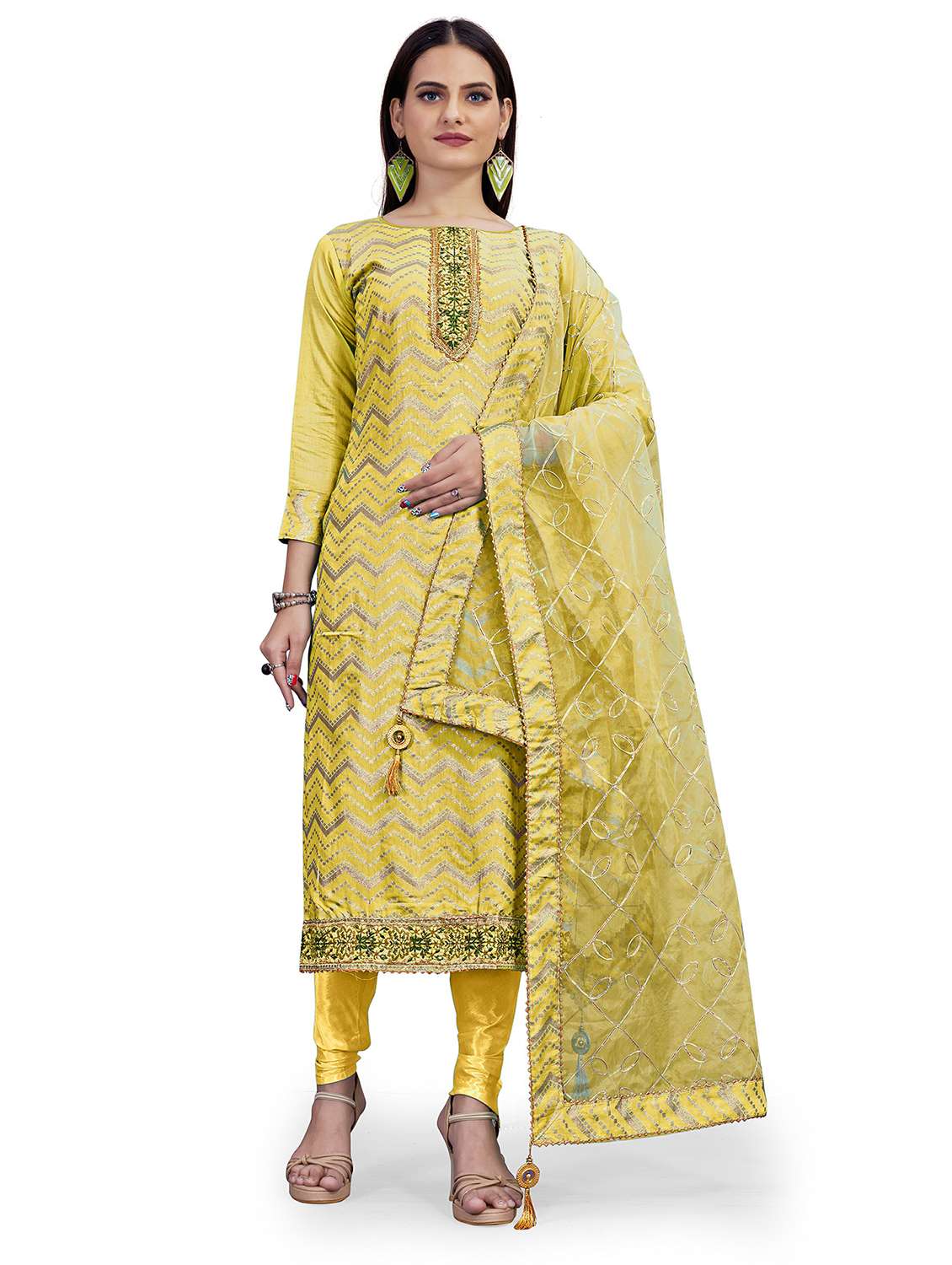 women self design unstitched suit set