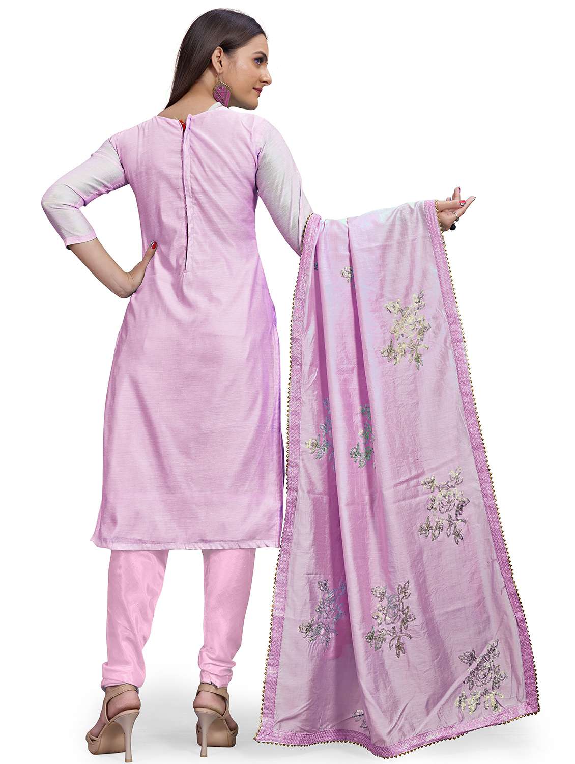 women solid with work unstitched suit set - 22397141 -  Standard Image - 3