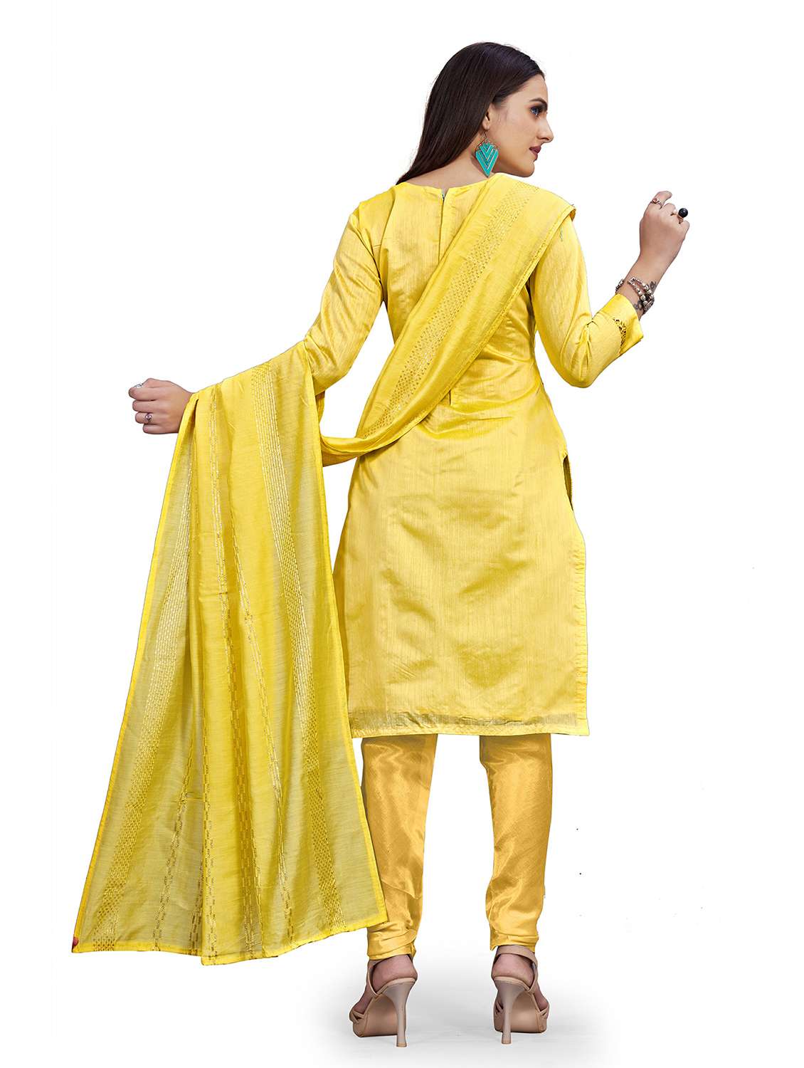 women solid with work unstitched suit set - 22397144 -  Standard Image - 3