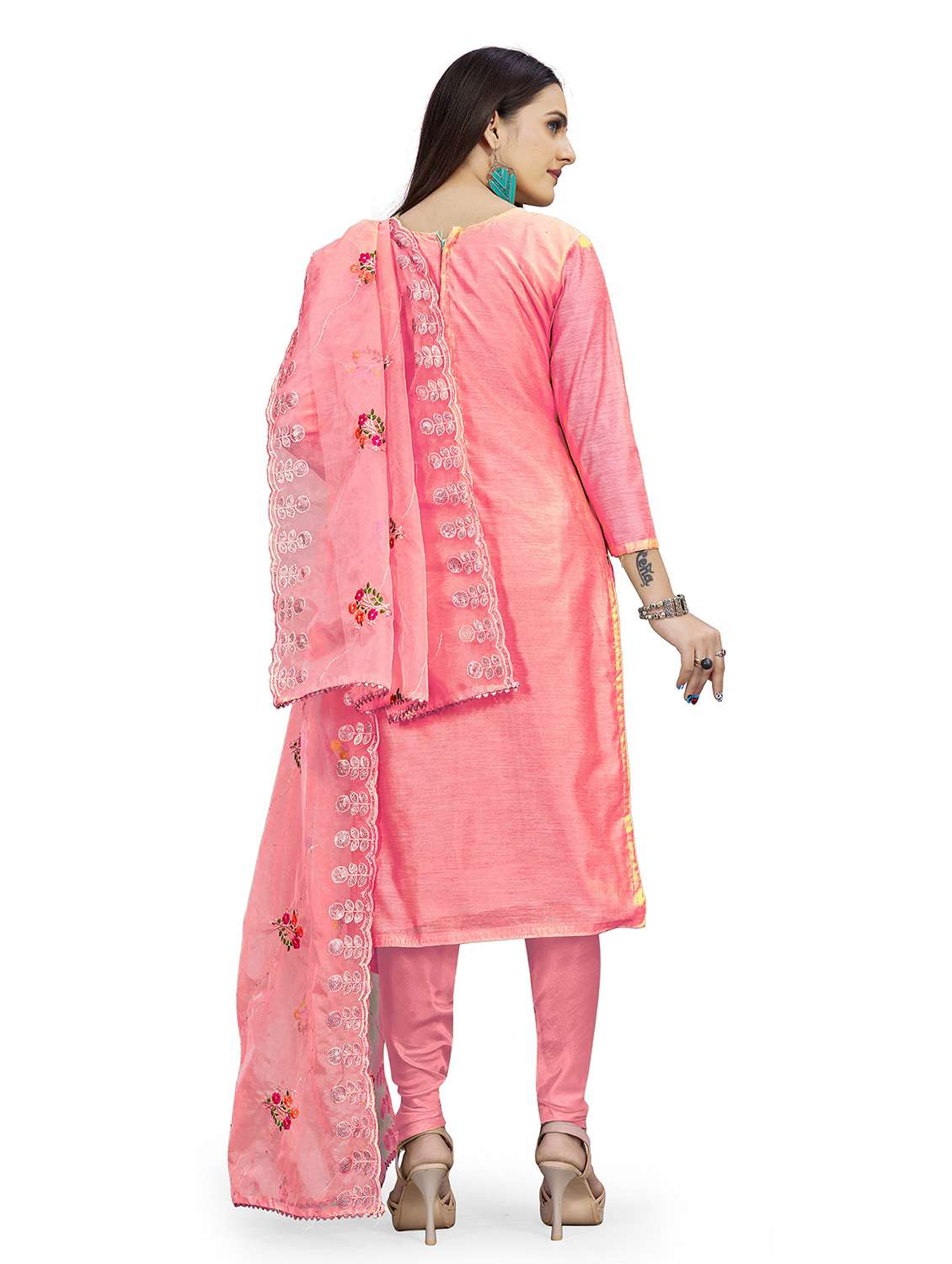 women solid with work unstitched suit set - 22397148 -  Standard Image - 3