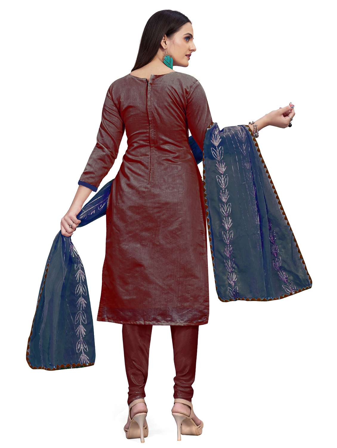 women solid with work unstitched suit set - 22397157 -  Standard Image - 3