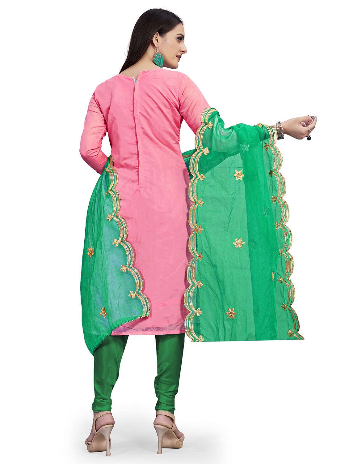 women solid with work unstitched suit set - 22397183 -  Standard Image - 3