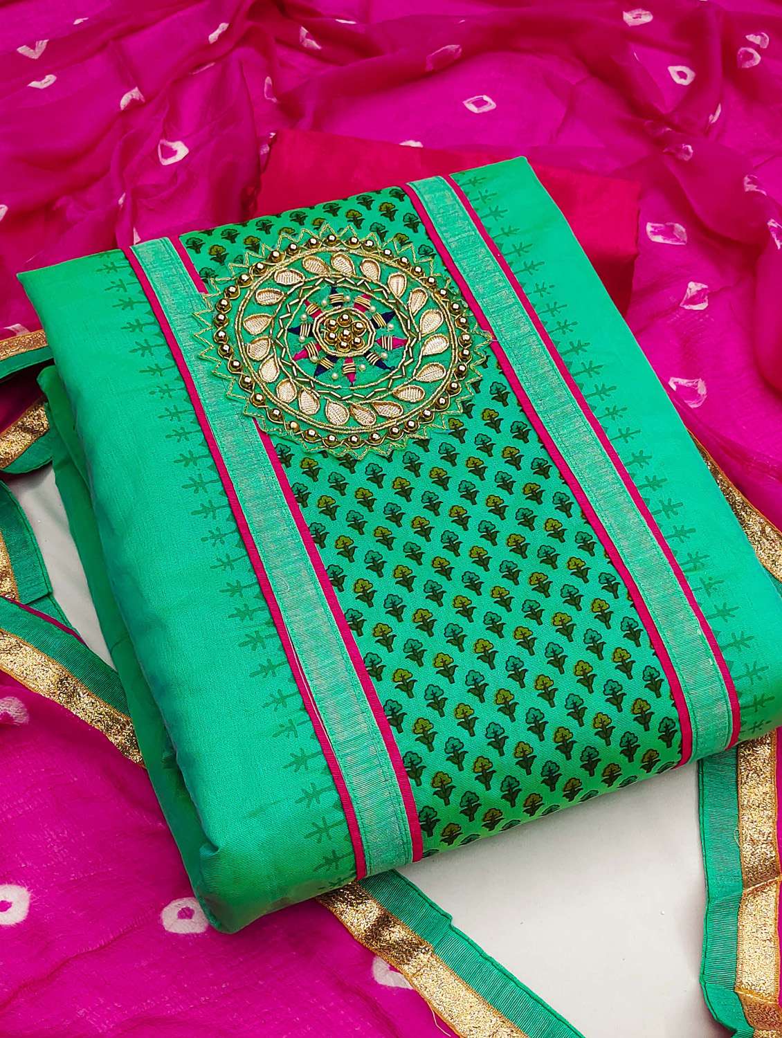 women printed unstitched suit set