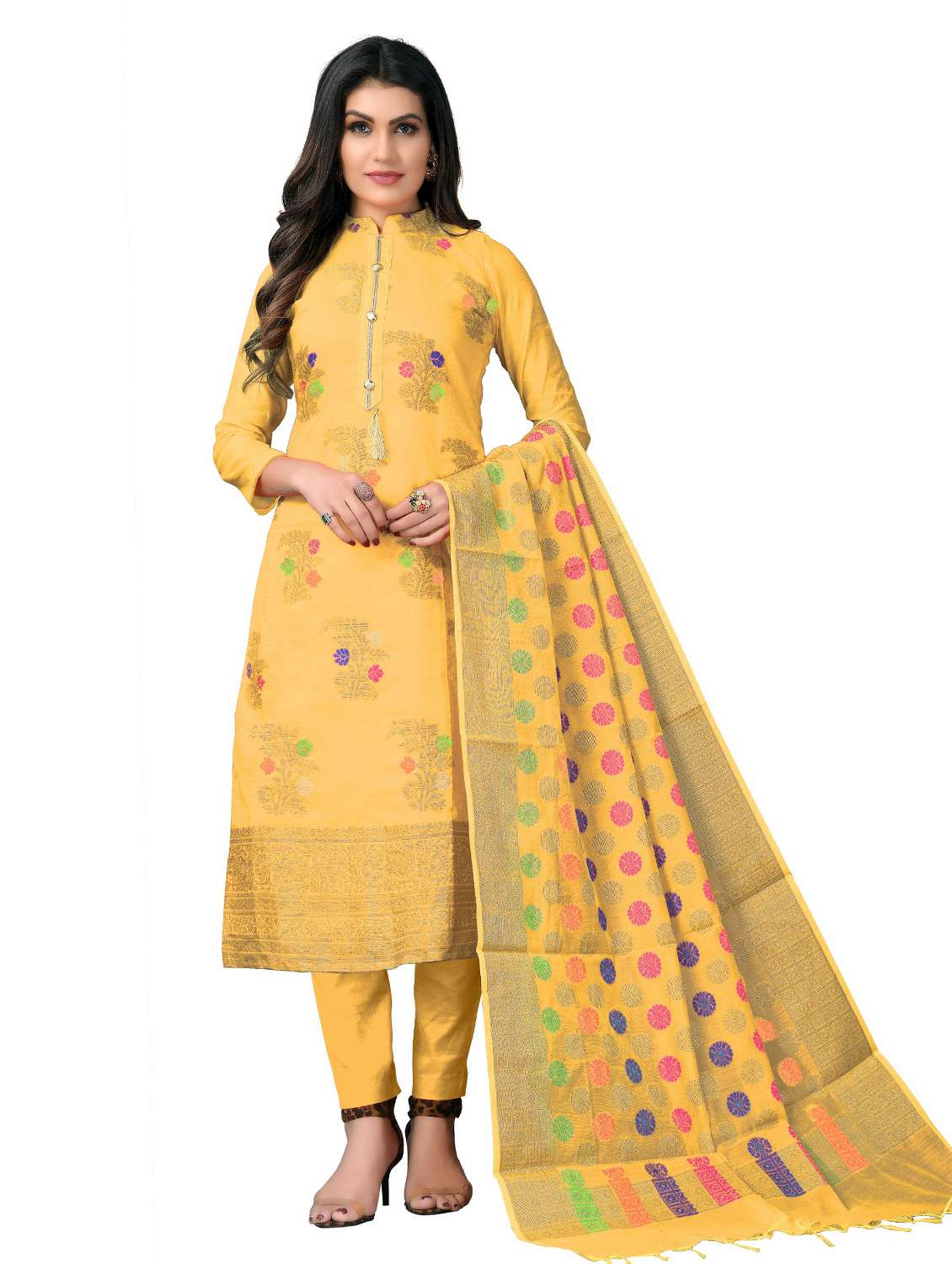 women self design unstitched suit set