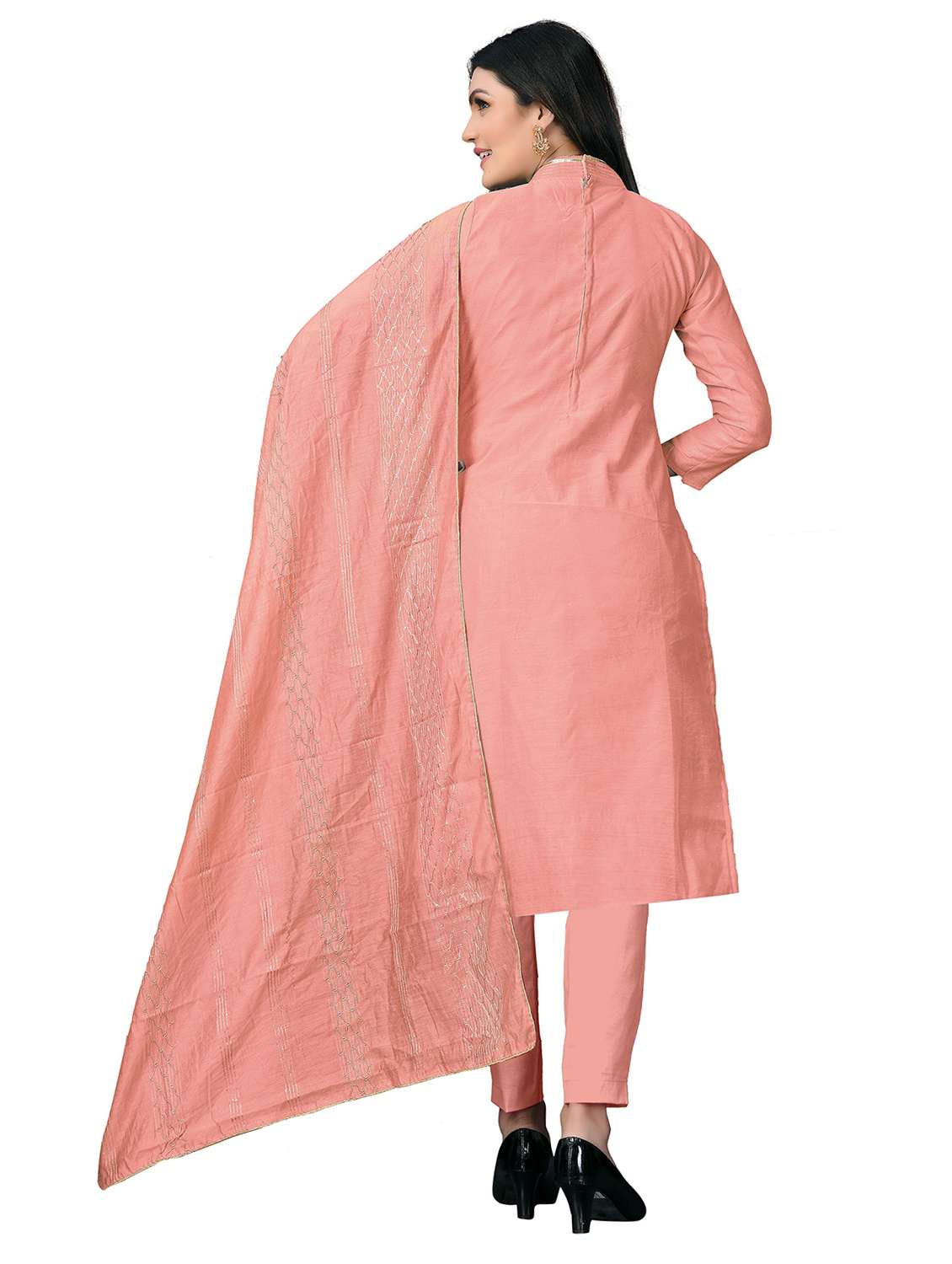 women solid with work unstitched suit set - 22397215 -  Standard Image - 3