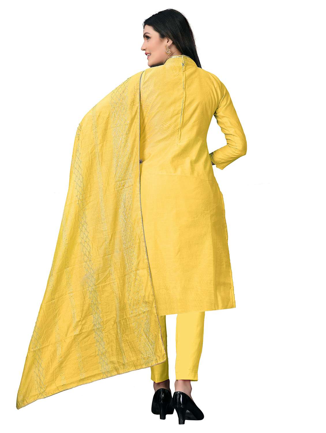 women solid with work unstitched suit set - 22397216 -  Standard Image - 3