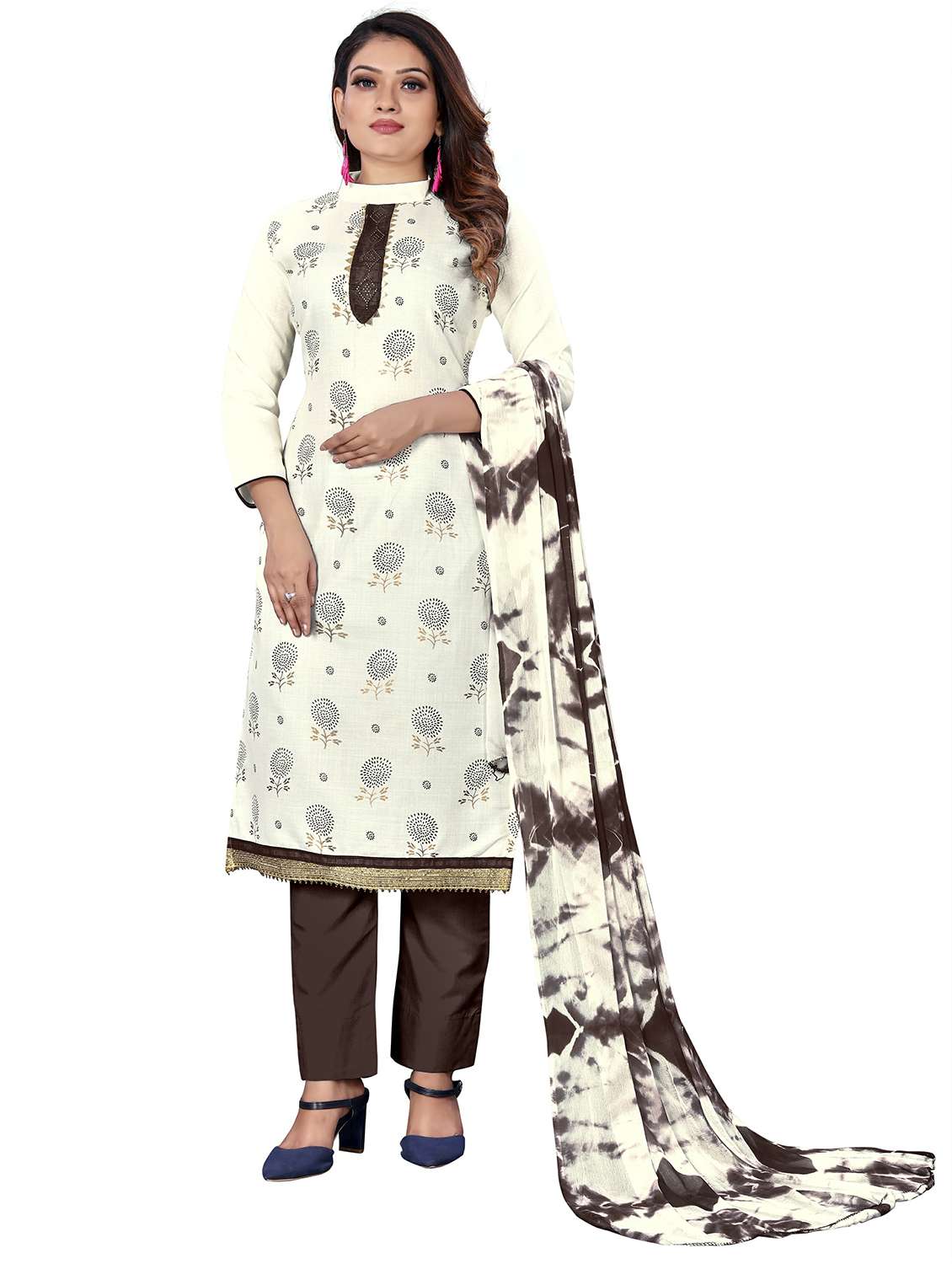women printed unstitched suit set